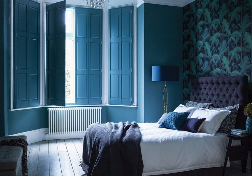 tone on tone blue bedroom