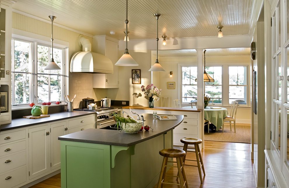 updated cottage kitchen lighting