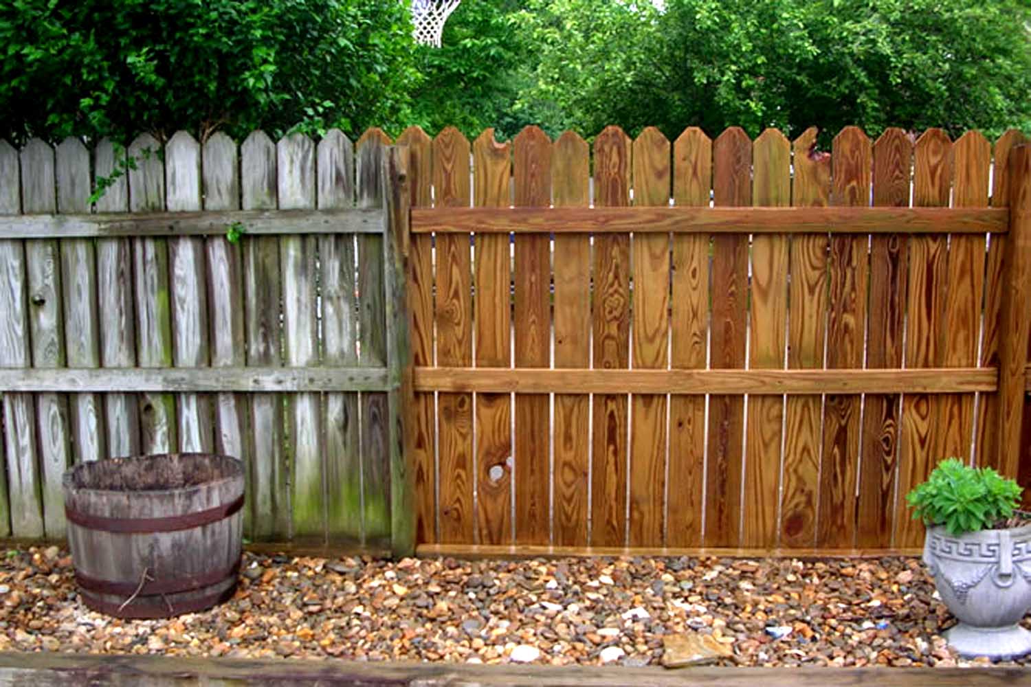 results of power washing a wood fence