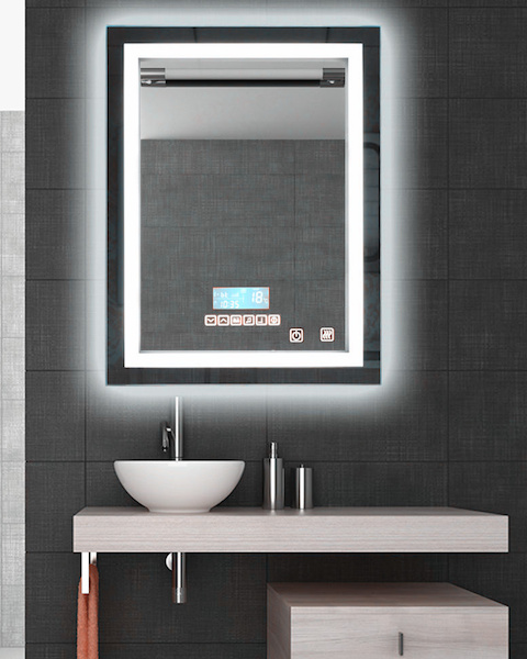 smart tech mirror in bathroom