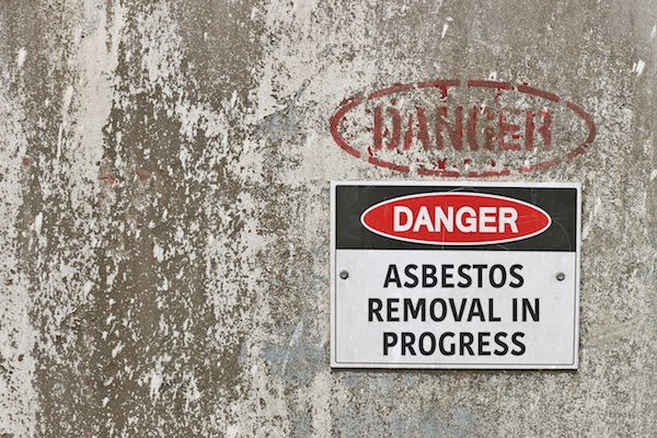 sign warning danger of asbestos removal