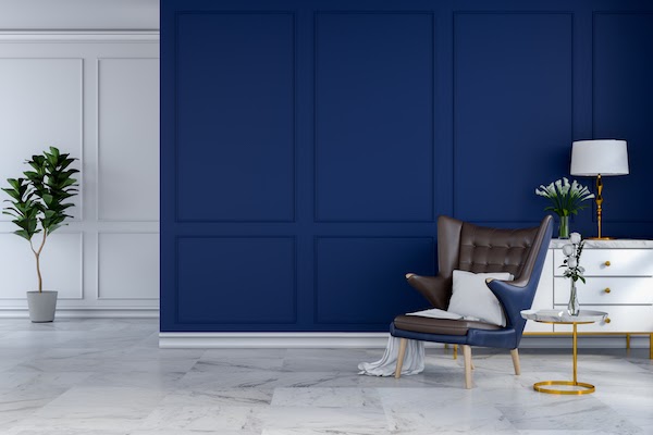classic blue interior walls painted