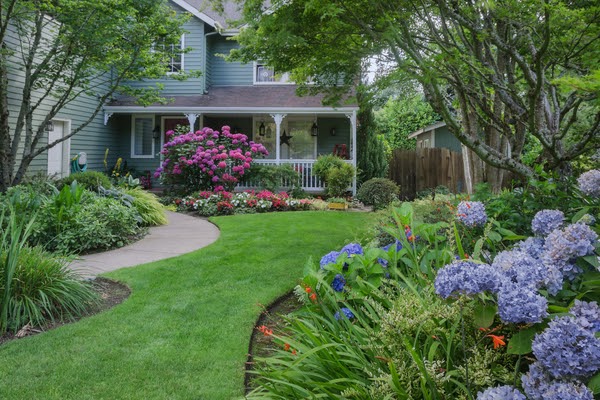 front yard landscaping of home