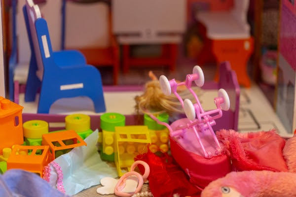 messy toys in playroom