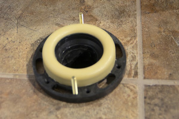 close up of toilet flange 