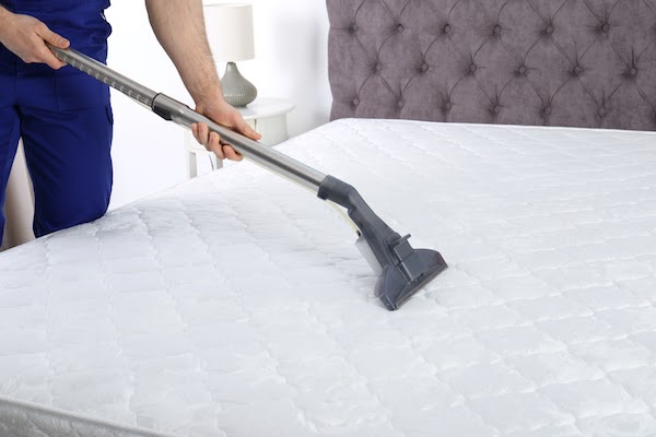 person spring cleaning their mattress