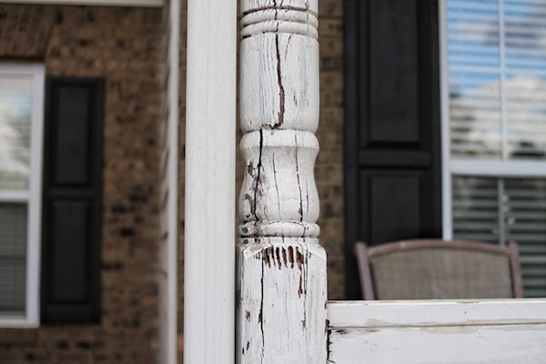 weak posts of front porch