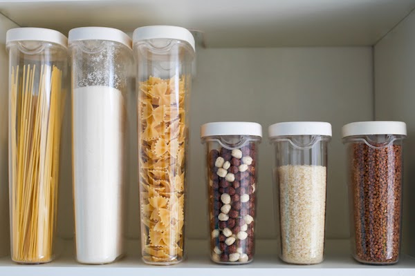 storage containers in kitchen pantry