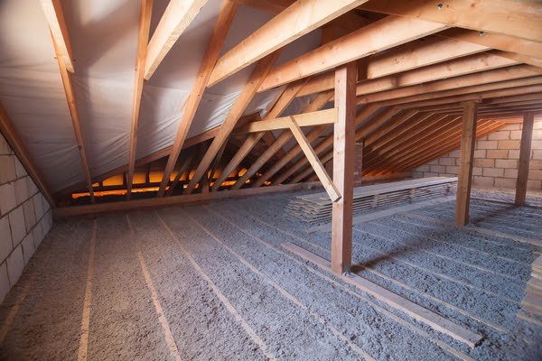 attic with blown in insulation