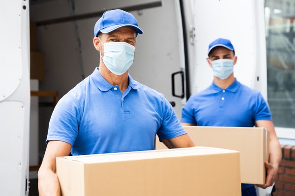 movers wearing masks
