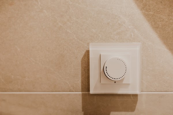 close up of bathroom lighting dimmer switch