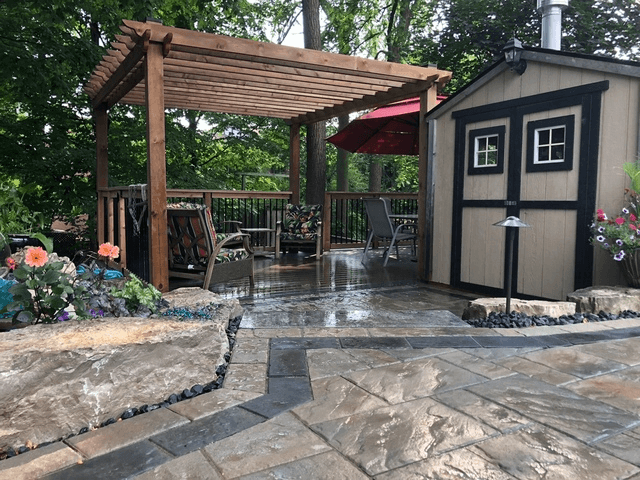 landscaping project in hamilton with gazebo