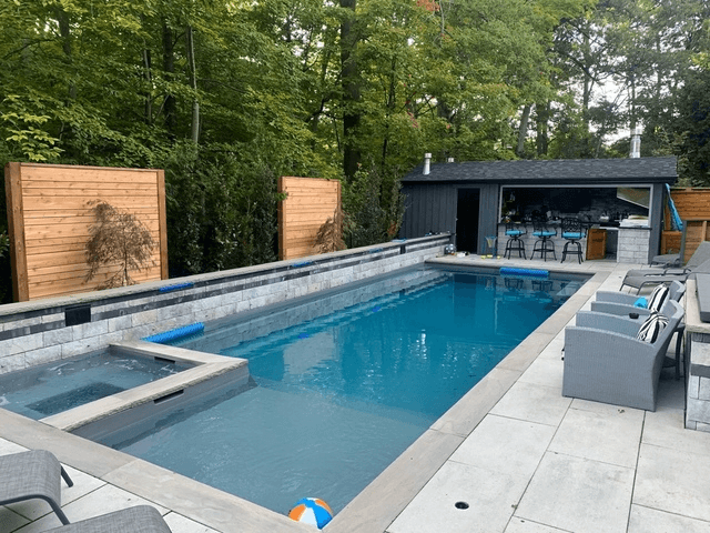backyard swimming pool and landscaping