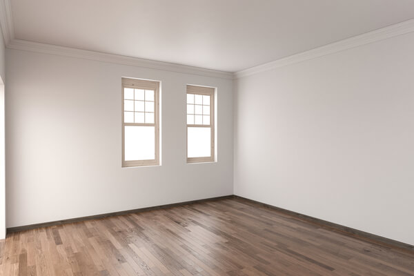 3d rendering of Unfurnished Room with Hardwood Flooring and Single Hung Windows