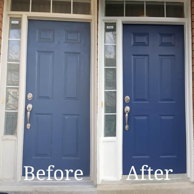 wooden door before and after
