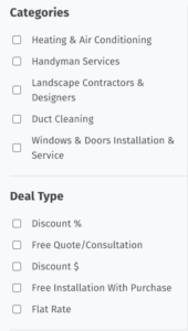 Deals category & type