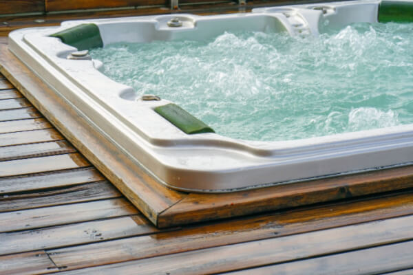 built in hot tub deck