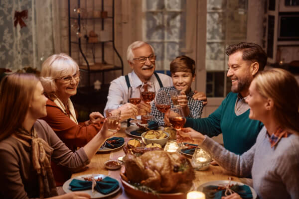 multigenerational family around table