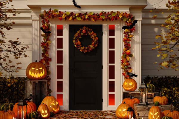 home entryway Halloween decor